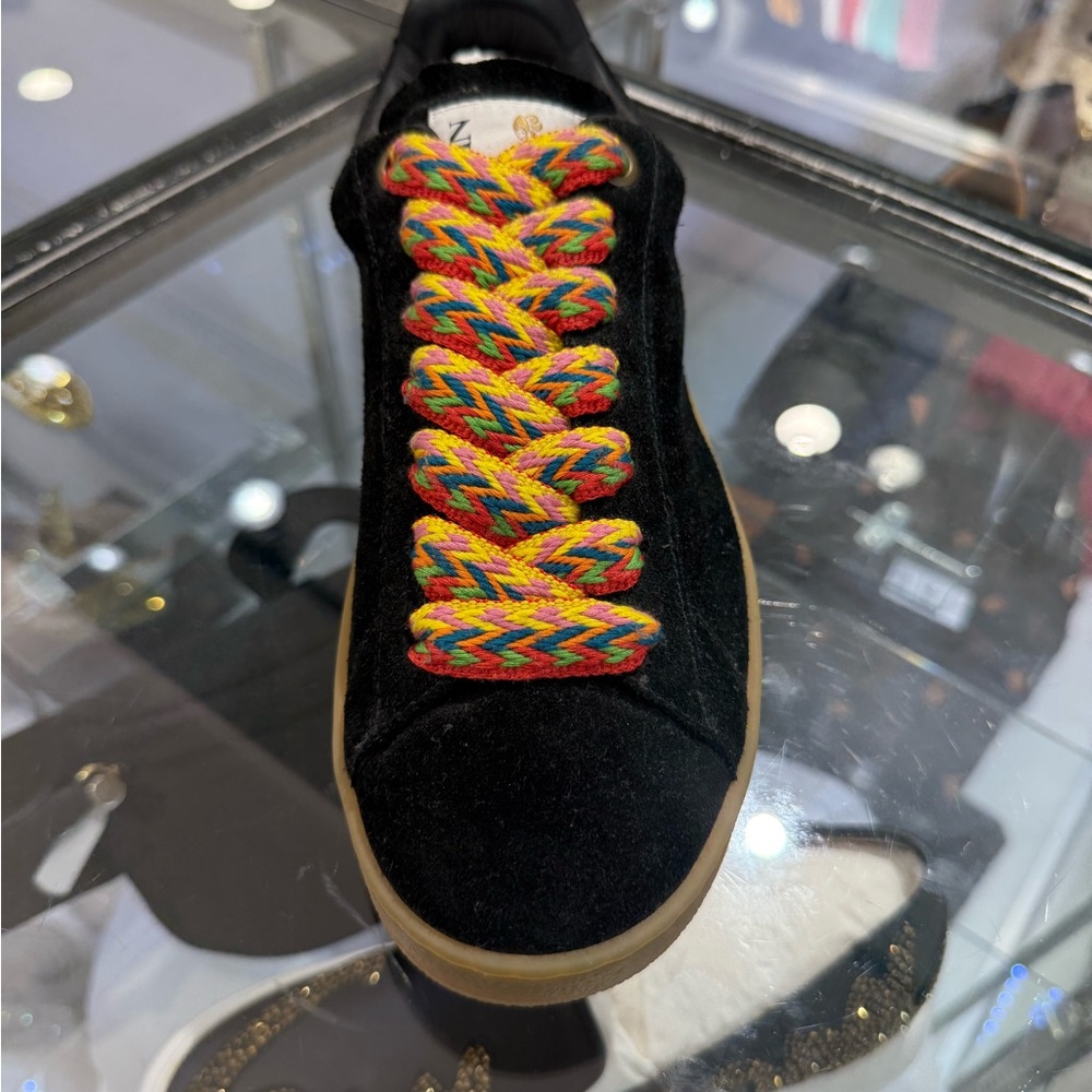 Lanvin Black Sneakers with Multicolor Laces